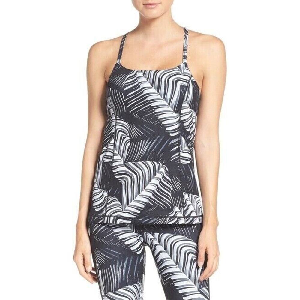 NEW ZELLA Blakely Strappy Back Tank Activewear Size Large L Black $65